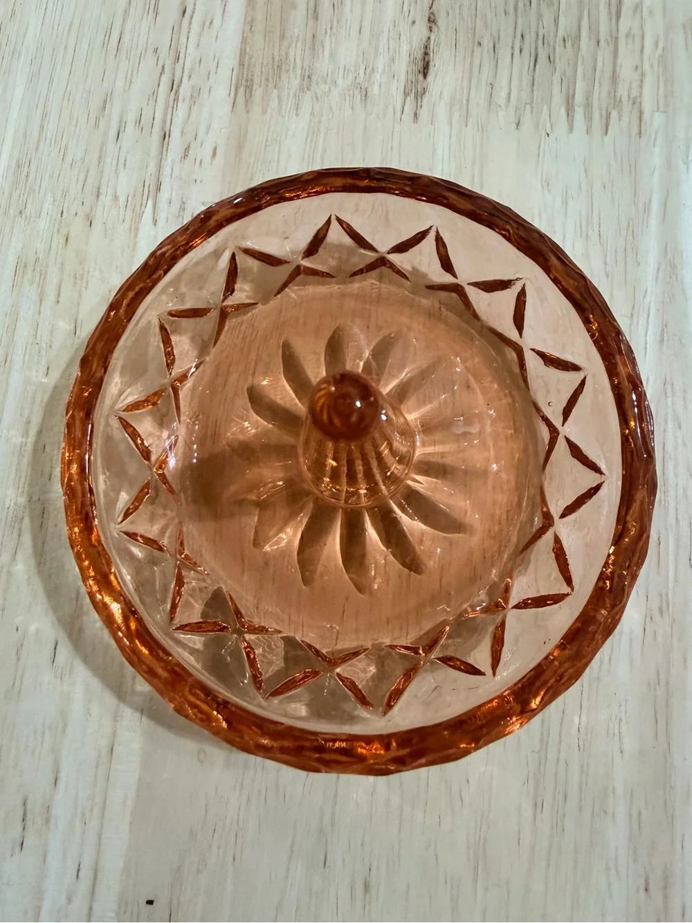 Vintage Pink Depression Glass Ring Holder Jewelry Dish Shabby Chic
